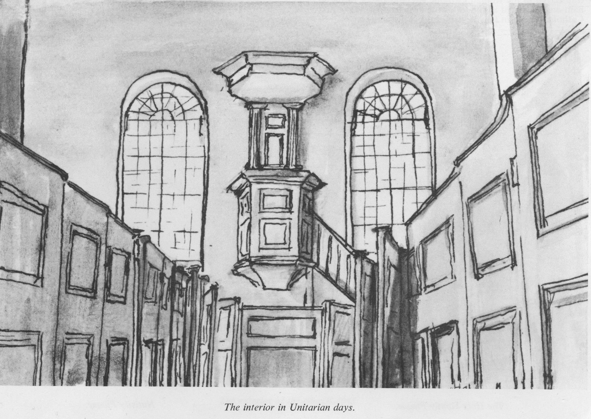 Holy Family Church as it would have appeared in Unitarian days